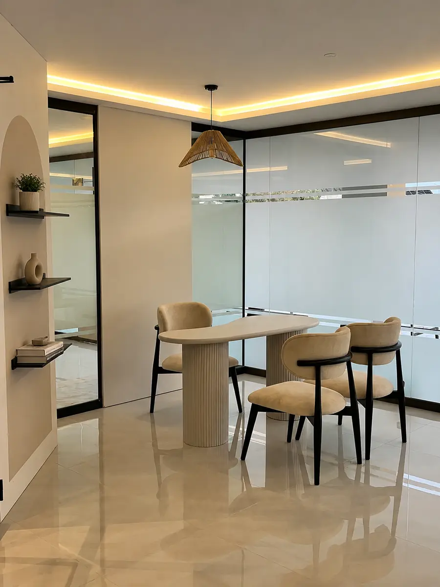 Interior of ORA Dental Wellness atelier in Bahria Town Phase 4, with arched alcoves and soft lighting